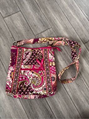 Vera Bradley Pink and Cream Paisley Quilted Crossbody Bag